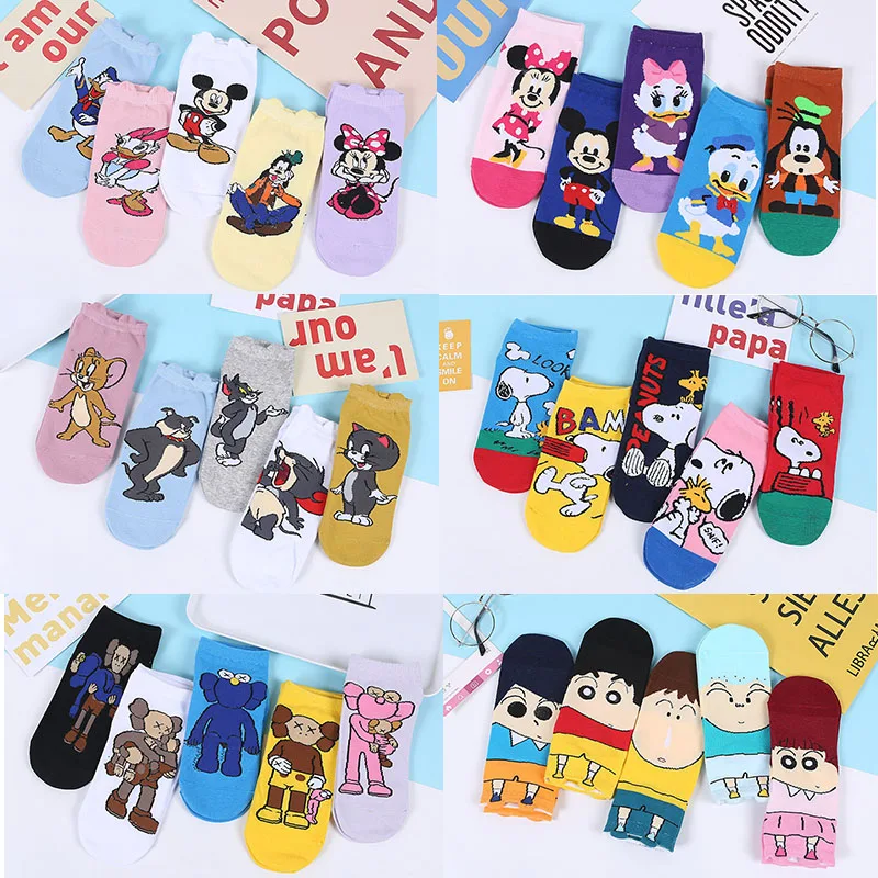 Woman's-Socks Short Mickey Mouse Ankle-Low Girls Disney-Series 5pairs Cotton Summer Fashion Woman's-Socks Short Mickey Mouse Ankle-Low Girls Disney-Series 5pairs Cotton Summer Fashion