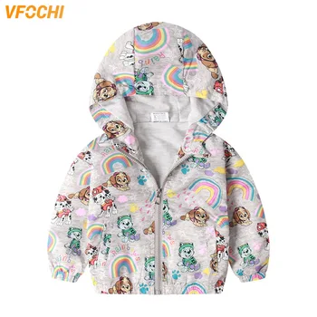 

VFOCHI Brand Girl Jacket Kids Clothes Spring Windbreaker Rainbow Print Jacket Children Clothing Autumn Baby Girls Hooded Jacket
