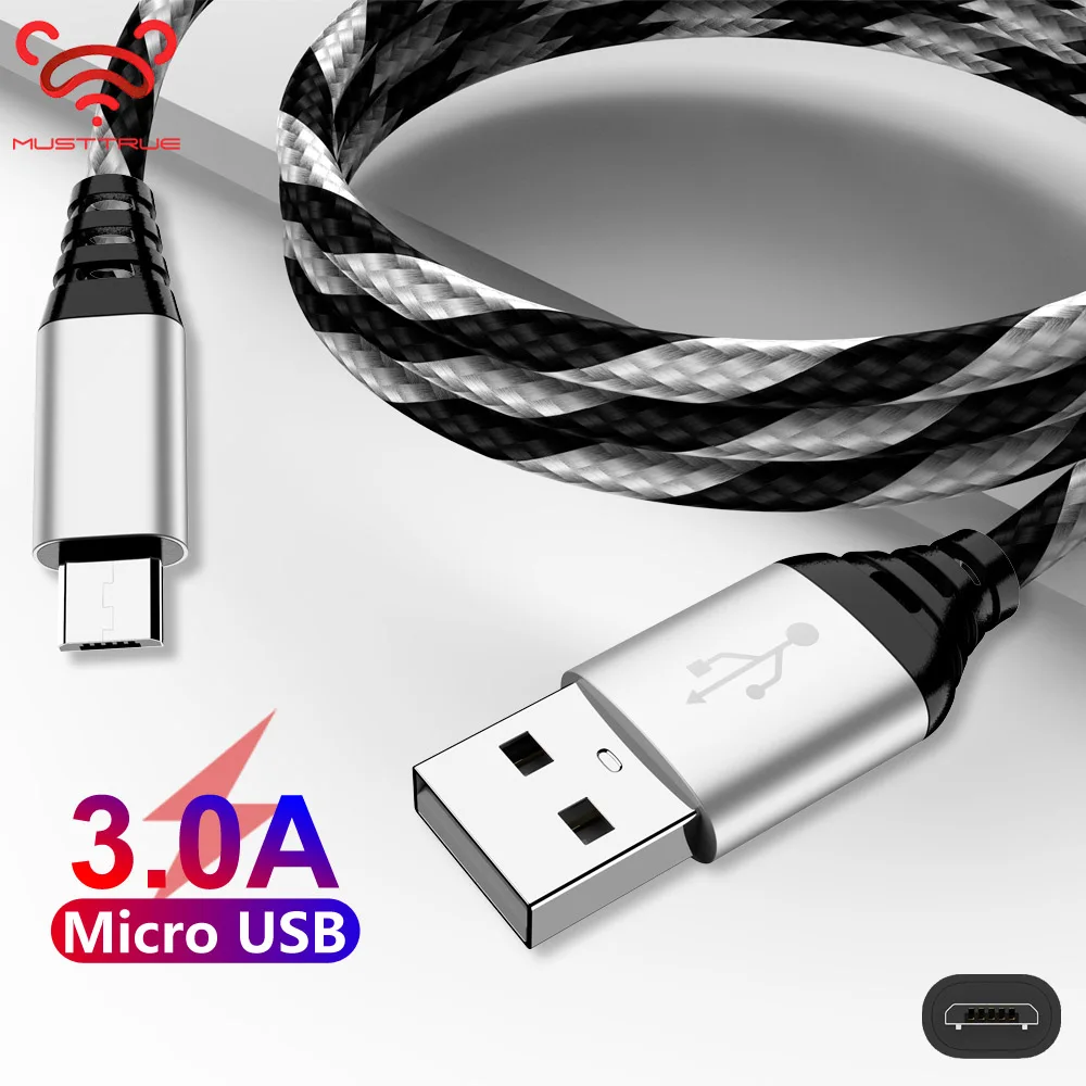 MUSTTRUE нейлоновый Плетеный USB Micro кабель для samsung huawei Xiaomi Tablet Android передачи данных