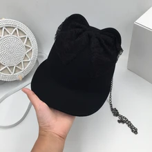 Шерсть, бутон Шелковый бант медведь бейсбольная кепка модная женская конная Кепка шляпа индивидуальность