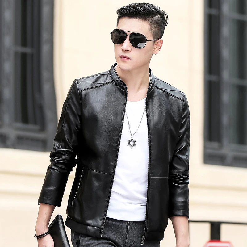Chaqueta de cuero sintético para hombre, pantalones cortos informales de negocios, prendas de vestir, piel sintética