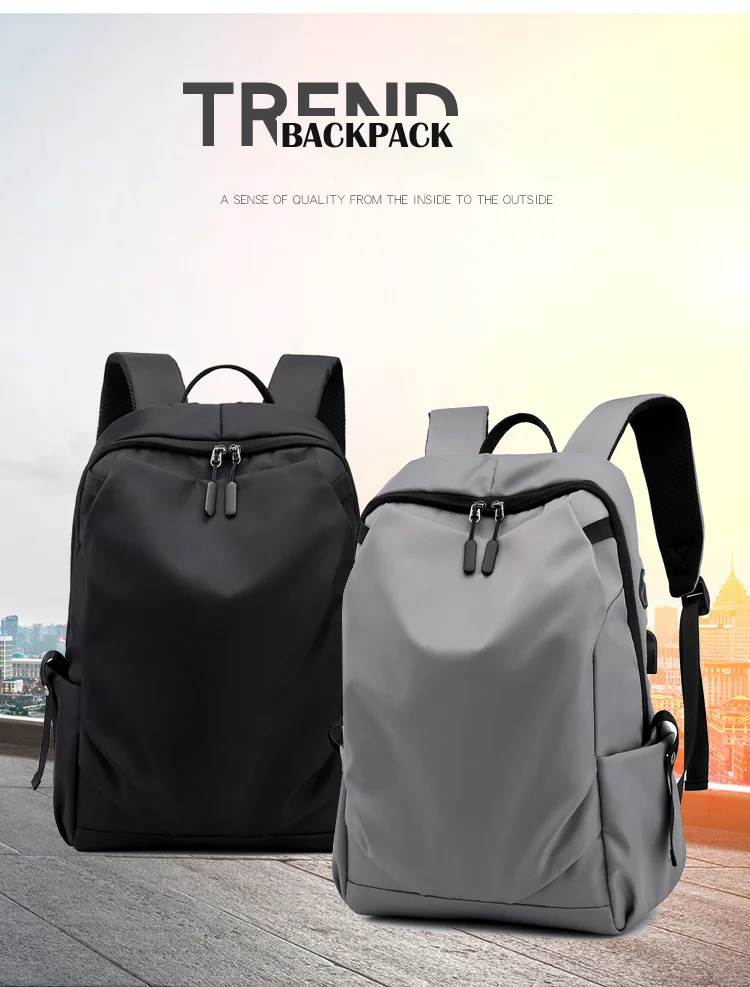 15.6 inch Laptop Backpack Men Waterproof Travel Business USB Backpacks Students School Back Pack Bag Black Grey Leisure Rucksack (1)