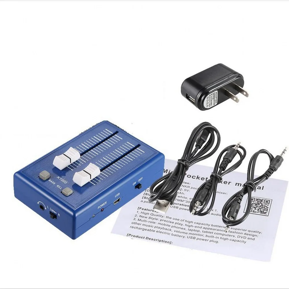 Audio Sound Mixer Headphone audio Amplifier Mobile Phone Audio Sound Mixer Pocket Mixer 3 5mm Interfaces with Power Adapte