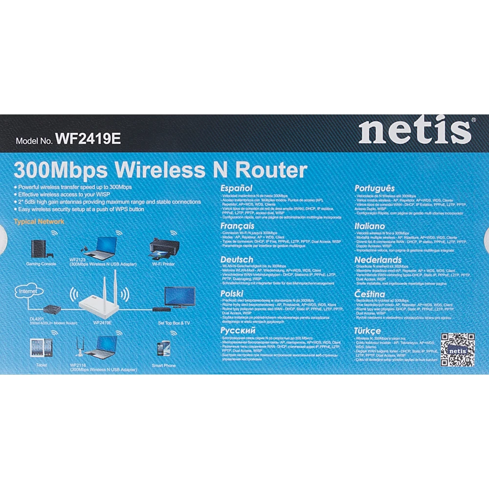 Роутер беспроводной Netis WF2419E N300 10/100BASE-TX