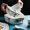 Cute Cartoon Cat Ceramic Tableware Household Soup Noodle Bowls Fruit Steak Food Plate Dishes Creative Porcelain Dinnerware 3