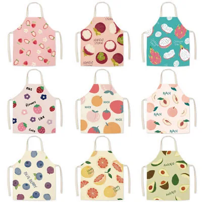 

Free Shipping cute cartoon Fabric linen printed bodice overalls apron Home Cooking Baking Bibs Cleaning Tools