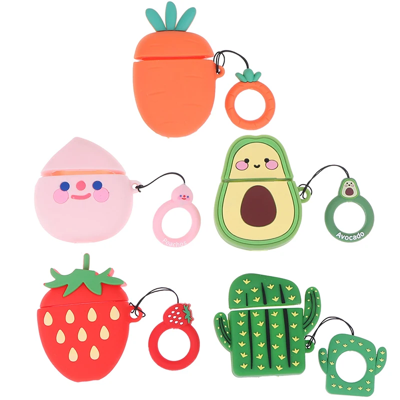 

Strawberry Fruit Wireless Bluetooth Earphone Case Silicone Headphones Cases For Airpods 2 Protective Cover