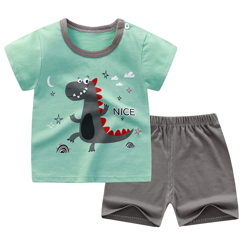 Baby Clothing Set luxury Summer Boy And Girl Pure Cotton Printed Cartoon Short Sleeved Shorts Suit Baby Clothes 2021 Assorted Patterns Styles Outfits baby knitted clothing set Baby Clothing Set