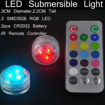 

Waterproof 3LED Submersible Lamp Submersible Light Fashion Wedding Party Festival Colorful LED Vase Light Remote Control