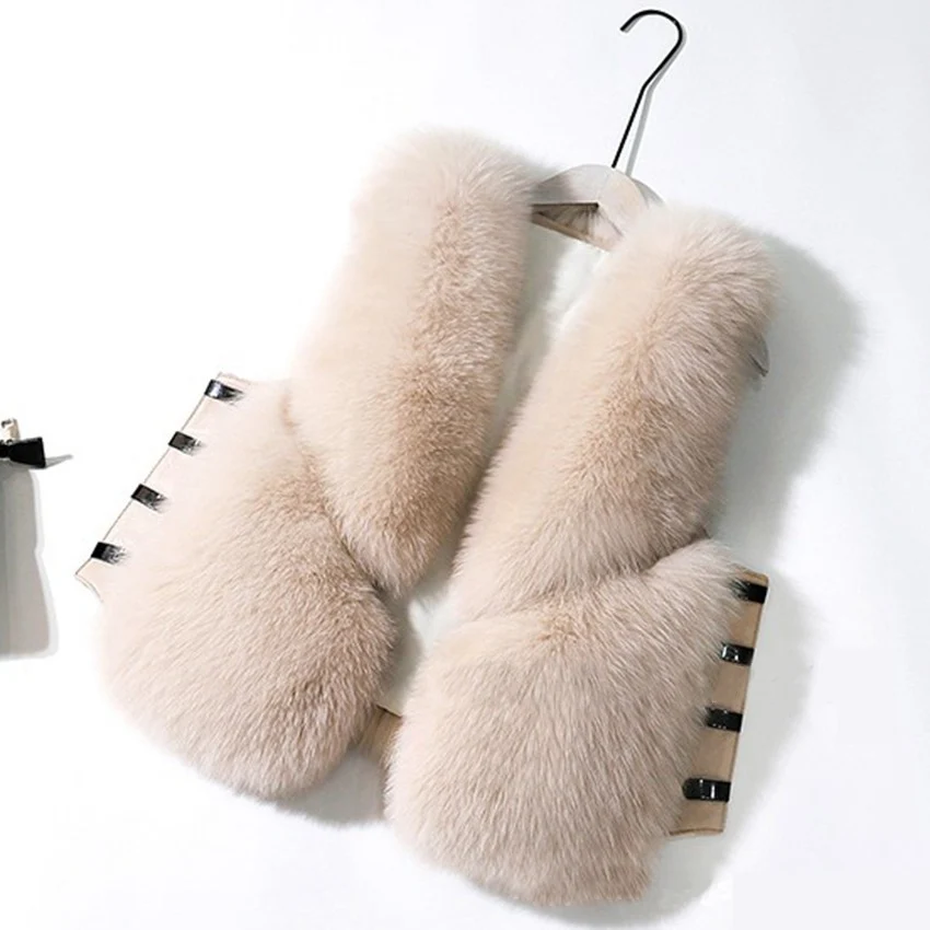 

New Womens Winter Imitation Fox Fur Vest Ladies Short Section Slim Slimming Waistcoats Female Wild Fashion Side Buckle Vest D552