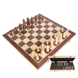 BSTFAMLY 3 в 1 деревянные шахматы комплект игры международного шахматы шашки нарды Складная шахматная доска фигуры шахматные фигуры I14