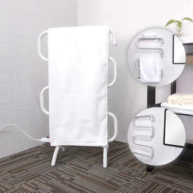 White Electric Foot Towel Rack Stand Warmer 100W Floor Towel Dryer S-Type  Electric Heating Constant
