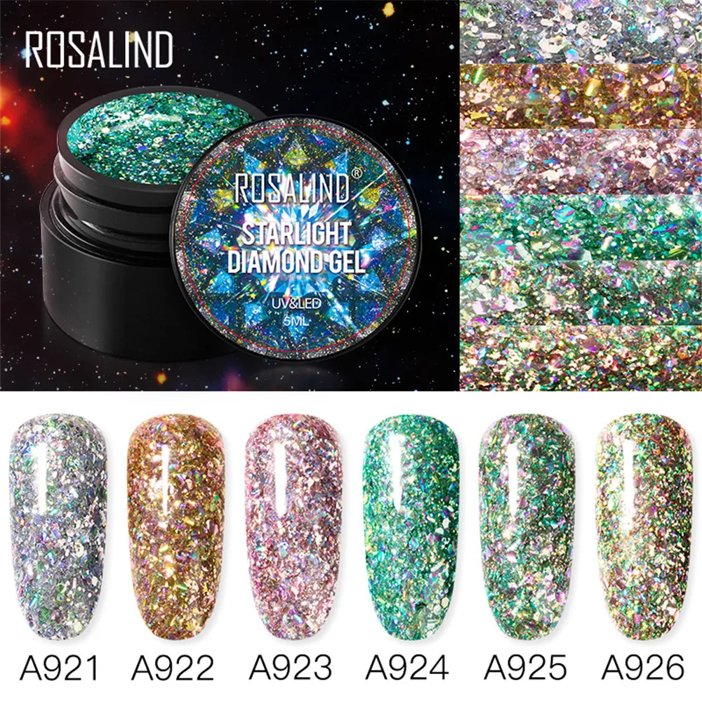 ROSALIND 5 мл Starlight Алмазный Гель лак для ногтей Дизайн маникюра цвета Грунтовка