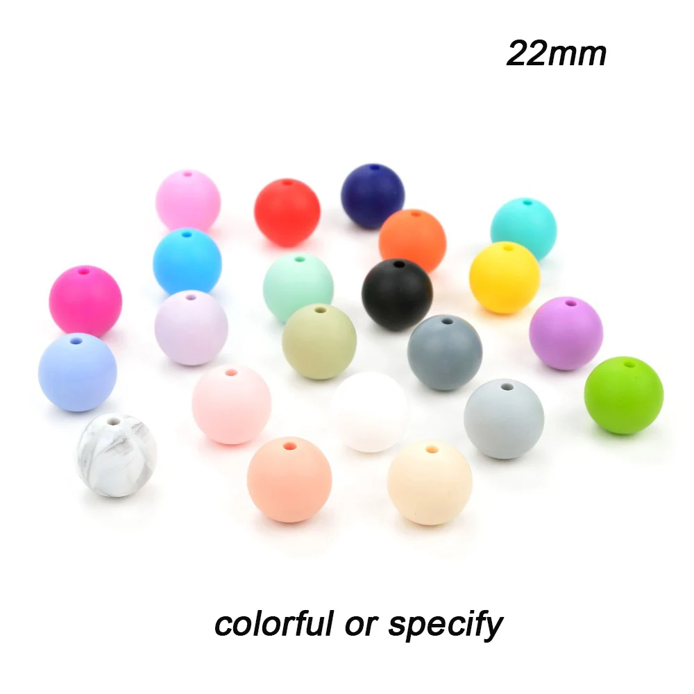 Colorful or specify LOFCA 10 шт. 22 мм круглые силиконовые бусины для прорезывания зубов для силиконовых Прорезывания Зубов Ожерелье Прорезыватель для зубов пищевой силикон прорезыватель BPA бесплатно - Цвет: Colorful or specify