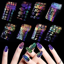 4*100 см модные лазерные блестящие наклейки для ногтей, сделай сам, советы для дизайна ногтей, волнистые маникюрные крестовые переводные наклейки на ногти, наклейки s