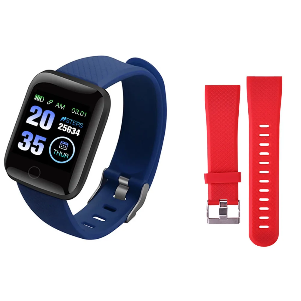 Rovtop D13 умные часы 116 плюс часы сердечного ритма Смарт-браслет спортивные часы Смарт-браслет умные часы Android - Цвет: Blue Red band