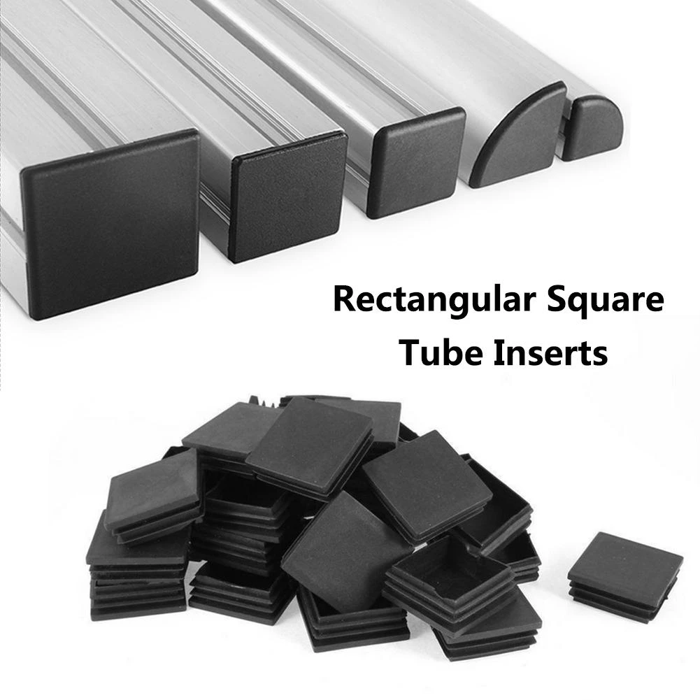 50PCS 45x45m Square Plastic End Caps Steel Tubing Tube Inserts Blanking Black