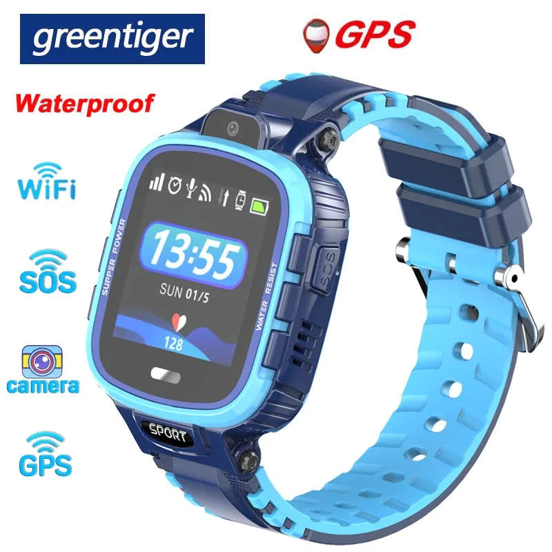 

Greentiger GPS WIFI SOS Smart Watch Kids IP67 waterproof Tracker Safe Camera Smart Children Monitoring Position Watch VS Q90 Q50