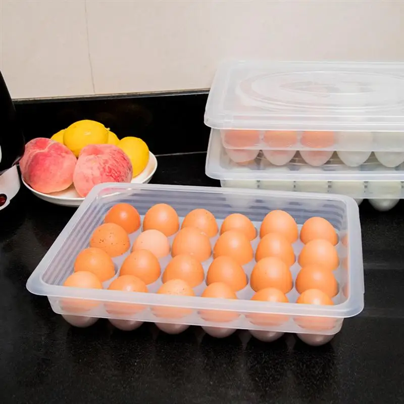 

24 Grids Refrigerator Egg Storage Box Plastic Egg Tray Kitchen Egg Container Holder for Home
