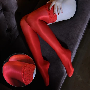 

SAFENH Sexy 70D Oil Glossy Stockings Shaping Pantyhose Shiny Satin Stockings Christmas Silicone Non-slip Hosiery Dance Lingerie