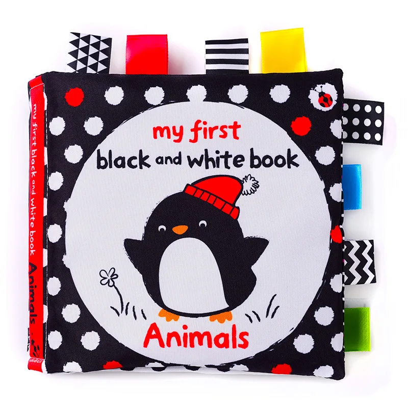 Montessori Baby Book Black And White Enlightenment Cloth Book Educational Quiet Book Cartoon Animal Learning Books Baby Toys 9