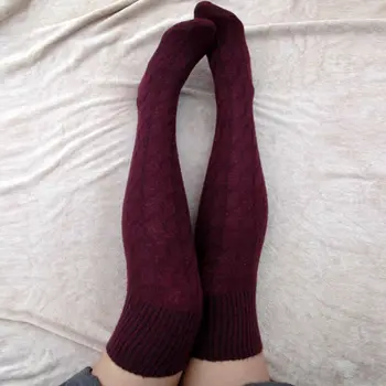 

Sexy Women Girls Sheer Thigh High Warm Stockings Knitting Plus Size Over The Knee Socks 2019 Winter New Fashion Knee Stockings