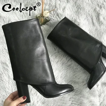 

Coolcept Women Short Boots Sexy High Heel Winter Shoes Woman Warm Fashion Party Mid Calf Boot Lady Daily Footwear Size 36-41
