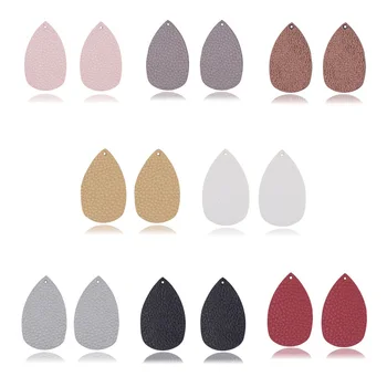 

10Pcs/lot Pu Leather Earrings Accessory Double Side Teardrop Earing Charms For DIY Making Earings 2020 Fashion Jewelry Connector