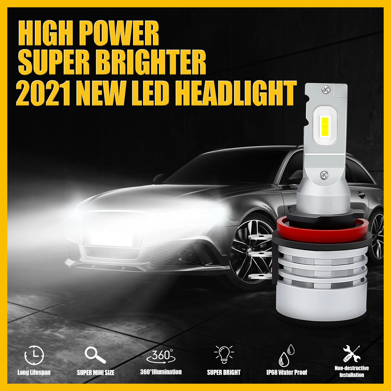 2x H15 LED Bulb 80W 20000LM CSP Car Headlight High Beam Day Driving Running  Light 12V 6000K White Auto Lamp For VW Audi - AliExpress