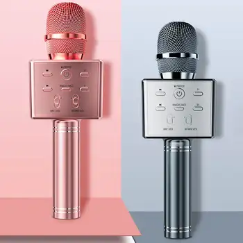 

Wireless Bluetooth Karaoke Microphone Aluminum Alloy Handheld Multifunction 3 Louder Speakers 15W Player Changeable Voice 2020
