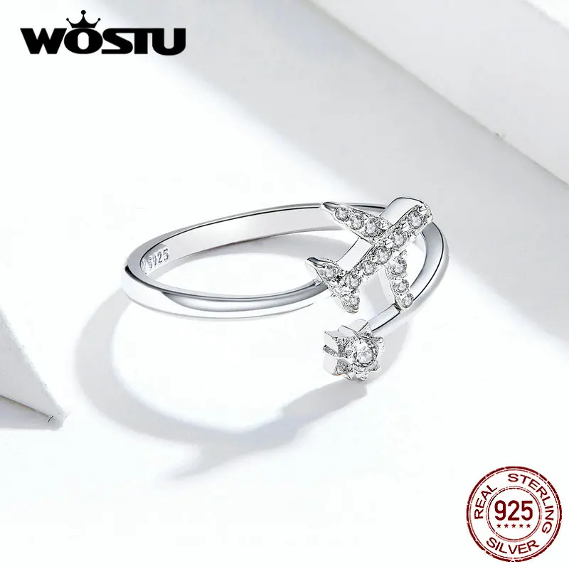 WOSTU, новинка,, настоящее 925 пробы, серебряные кольца для женщин, вечерние, ювелирные изделия, подарок, прозрачные, CZ, кольца CQR623
