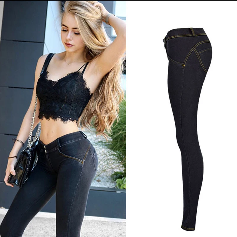 Женские джинсы с низкой талией, женские джинсы с высокой эластичностью размера плюс, Стрейчевые женские джинсы с эффектом потертости, узкие брюки-карандаш KZ013