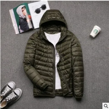 army green 1 Мужская зимняя куртка, портативная, теплая, 90% утиный пух, с капюшоном, мужская куртка, jaqueta masculino chaqueta hombre - Цвет: army green 1