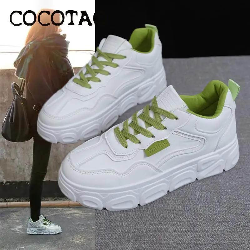 

Sports Casual Shoes Thick Bottom White Shoes Women 2020 College Style Wild Fashion Foundation Korean Student Board Shoes