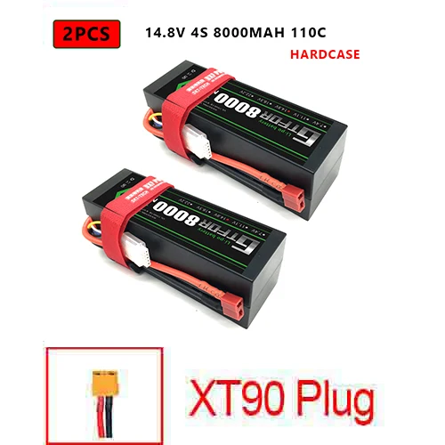 DXF Lipo батарея 4S 8000mah 8400mah 14,8 V 110C 220C Hardcase для 1/8 1/10 масштаб Электрический радиоуправляемый Багги Truggy гусеничный автомобиль - Цвет: 2PCS4S8000HARDXT90