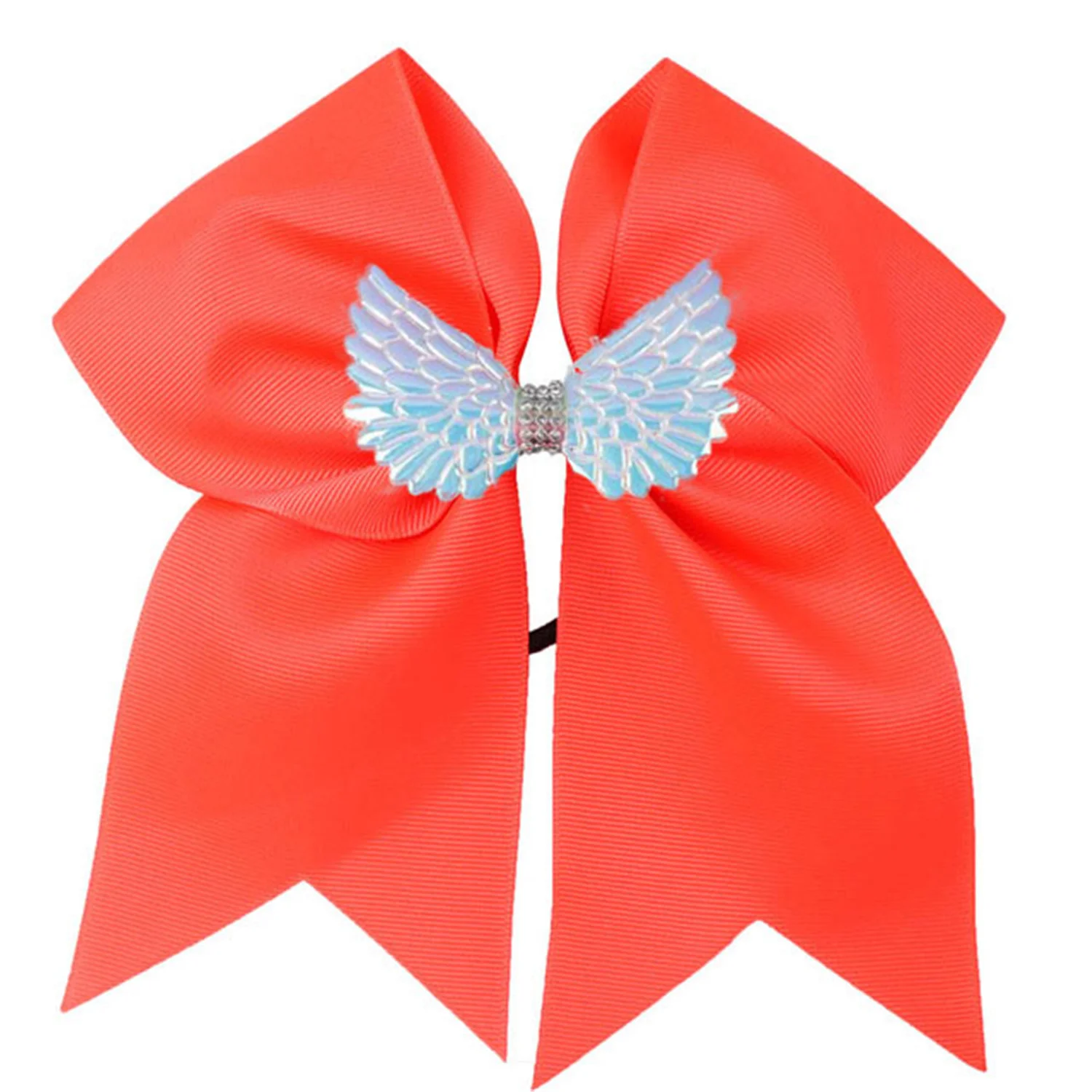 NEW 2pcs/ 7inch angel wings Hair Bow Girls Solid Cheer Bow With Elastic Band Cheerleader Hair Bands For Kids Hair Accessories new 2pcs independence day july fourth bowknot 7 usa flag cheer bows elastic for kids children hair bow girls hair accessories