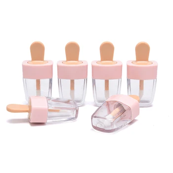

6 Pcs DIY Lip Glaze Ice Cream Lip Gloss Bottle Lip Glaze Tube Empty Pink Lipgloss Tube Packaging Material Makeup