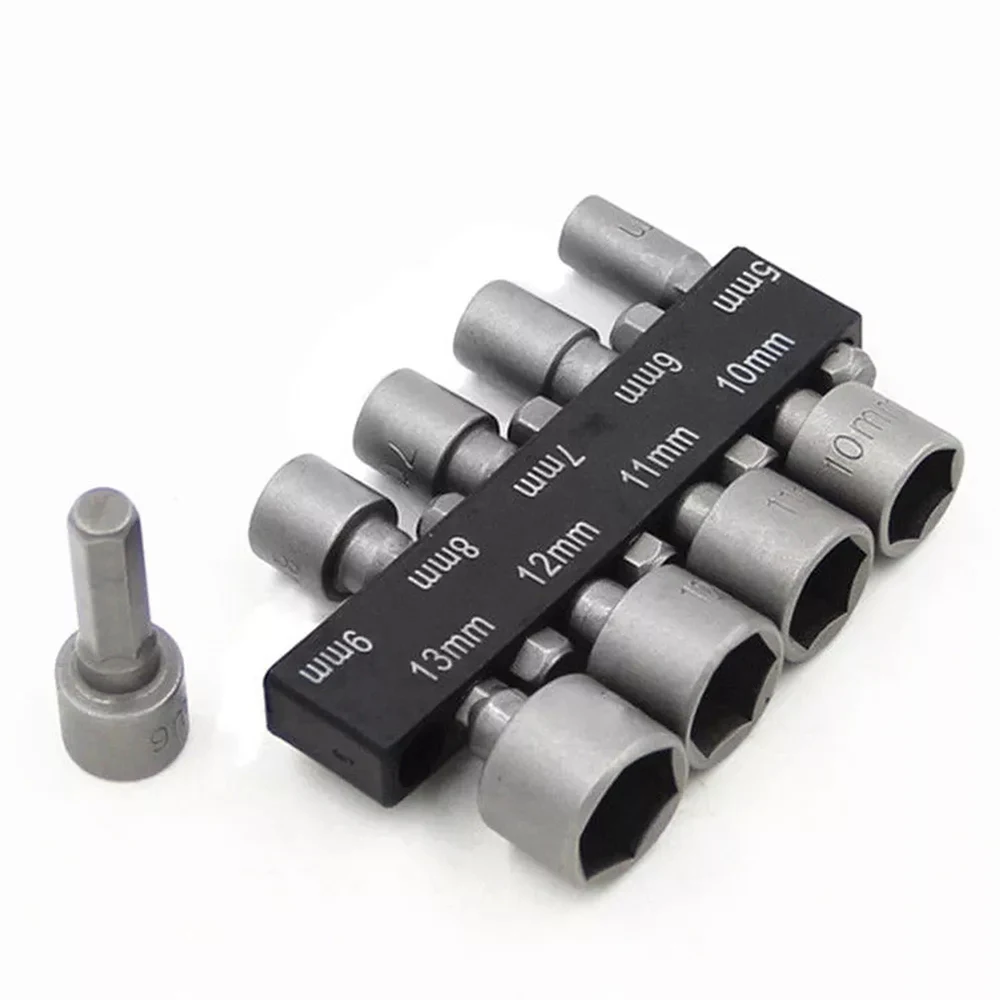 Socket Wrench Power Drill Bit Nut Driver Set 1/4'' Shank Hex Screw Socket Adapter Sleeve Nozzles Kit 5-13mm Hand Tools 2