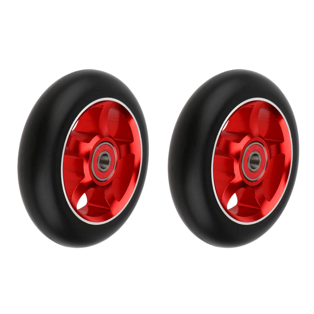2pcs Replacement 100mm Push/Kick/Stunt Scooter Wheels Replacements with 608 ABEC-9 Bearings & Bushings
