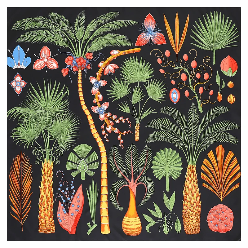 

Luxury Brand Design Tree Printing Square Scarf Bandana 130*130cm Twill Silk Scarf Women Kerchief Scarves For Women Shawls Stoles