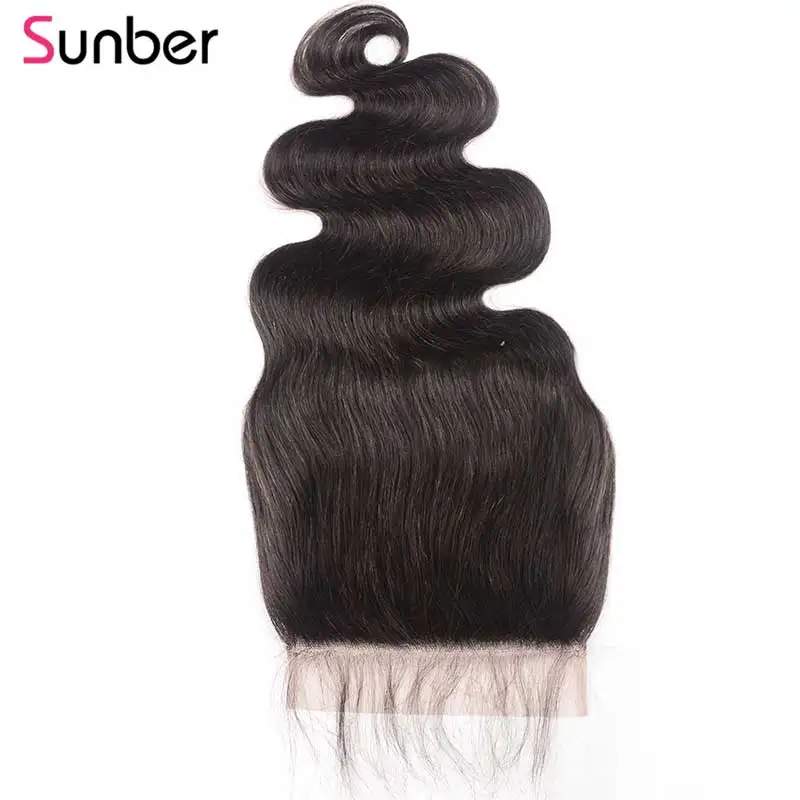 Sunber волосы перуанские волосы волнистые кружева Закрытие 10-18 дюймов наращивание волос Remy искусственный парик 7x7 швейцарская шнуровка