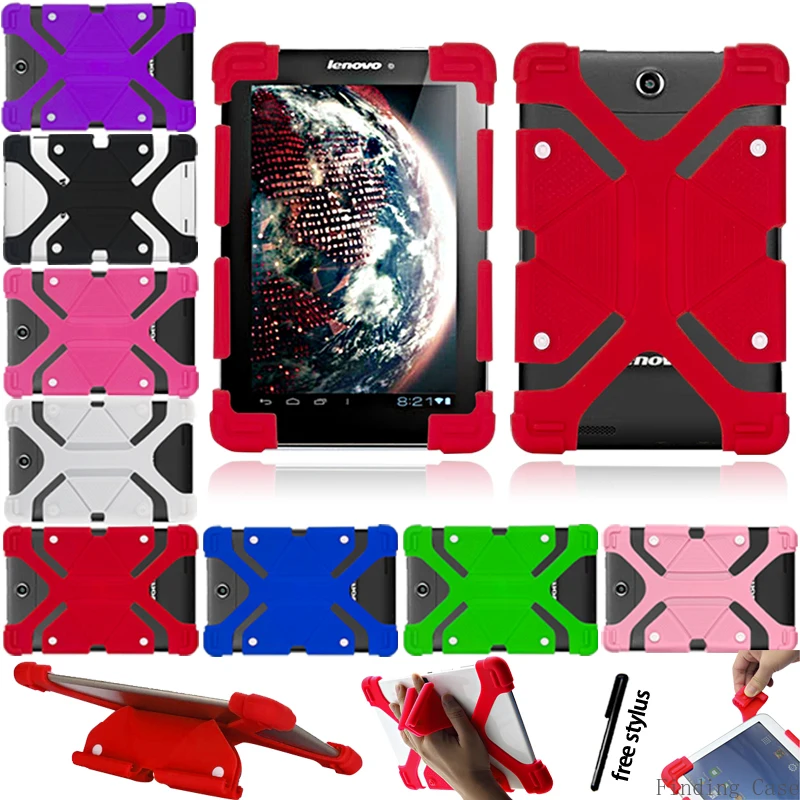 

Case for Lenovo Tab 2/Tab 3/Tab 4 10" Tablet Full Four Corner Shockproof Silicone Stand Back Cover Protective Case + Free Stylus