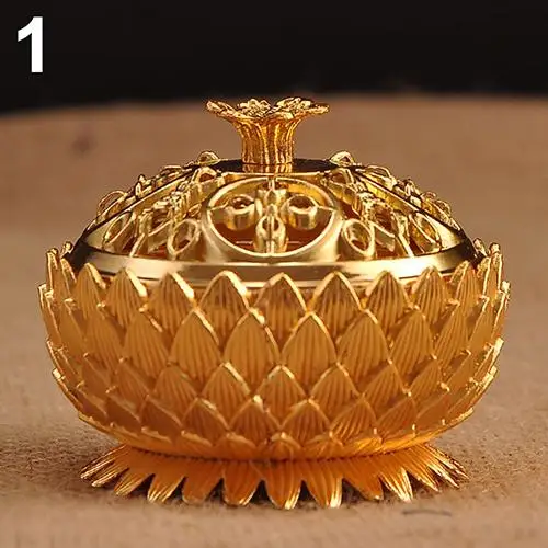 Lotus Shape Zinc-copper Alloy Incense Burner Brass Mini Sandalwood Censer Creative Buddha Home Office Table Decor Holder | Дом и сад