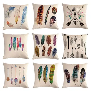 

45cm*45cm Feathered arrows design throw pillow covers linen/cotton Cushion Cover couch pillowcase home Office decorative pillows