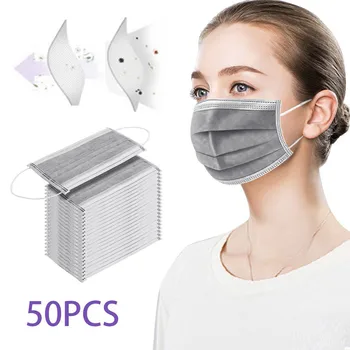 

50PC Disposable Adult Protective Face Mask Anti Dust Anti Droplets 3 Layers Filter Earloop Non Woven Mouth Mask For Men Women