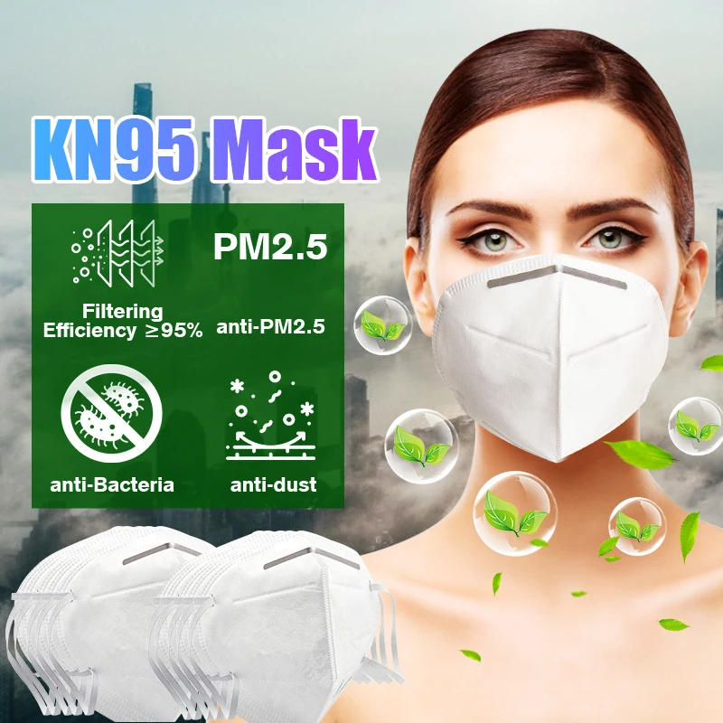 

100PCS KN95 N95 FFP2 Face Mask 4 Layers PM2.5 Mouth Mask Air Purifying Anti Haze Dustproof Prevent Bacteria Disposable Face Mask