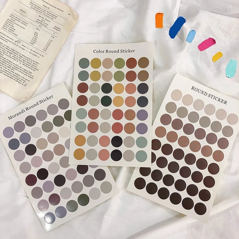 

1pc Ins Color Round Stickers Scrapbooking Morandi PVC Photo Card Sealing Stickers Concise Metope Decorative Sticker Stationery
