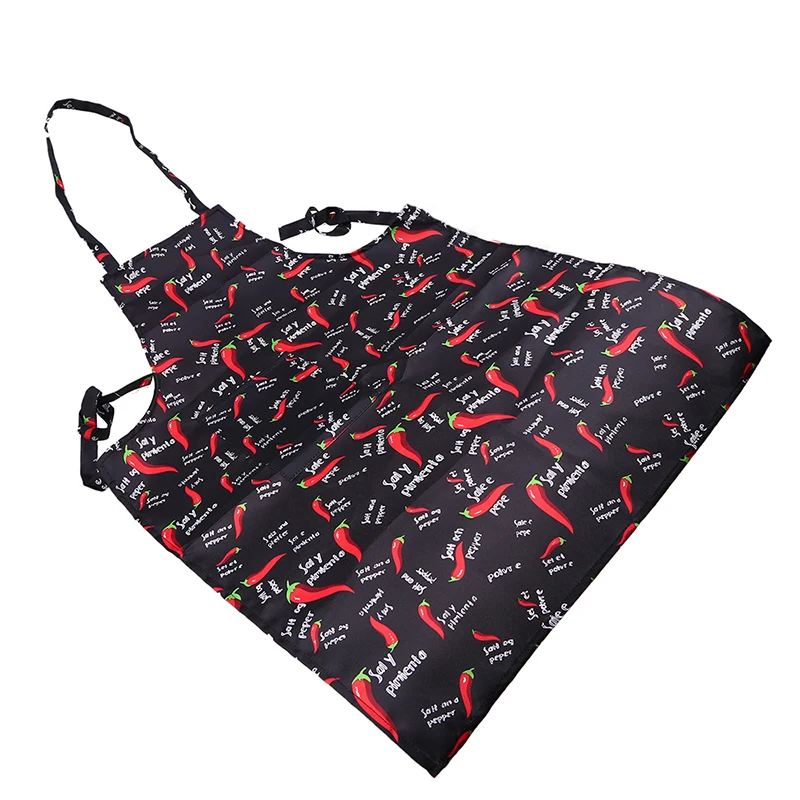 1Pc Polyester Chili Apron Sleeveless Man Bib Apron Chef Waiter Cooking Aprons with Pockets Women Aprons Kitchen Tool