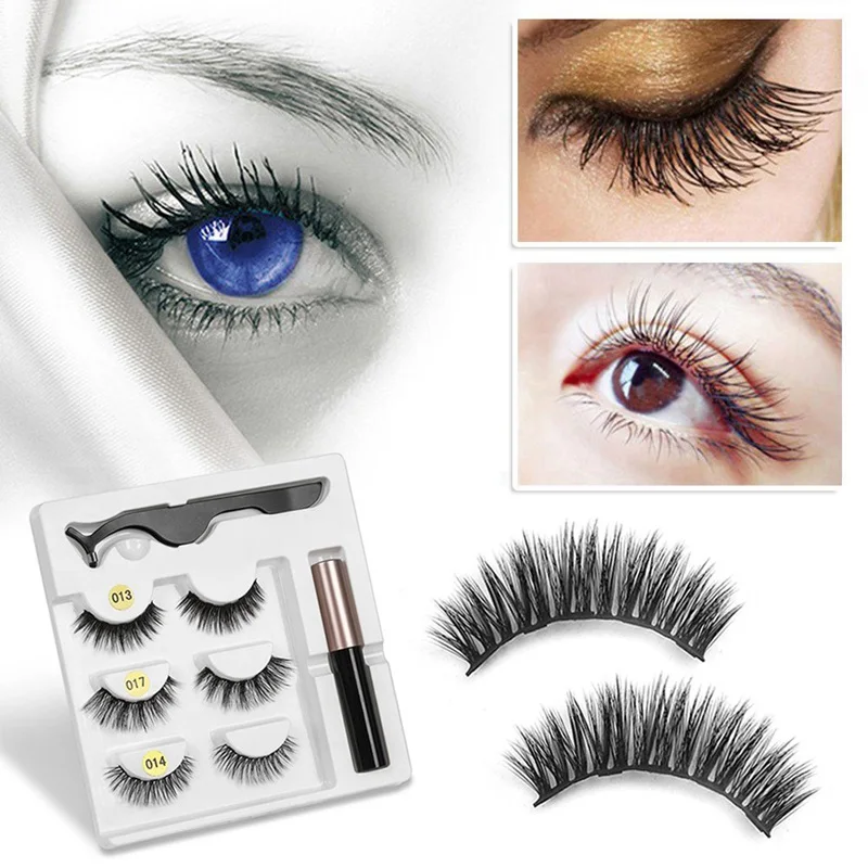 

5 Magnet Eyelash Magnetic Liquid Eyeliner& Magnetic False Eyelashes & Tweezer Set Waterproof Long Lasting Eyelash Extension