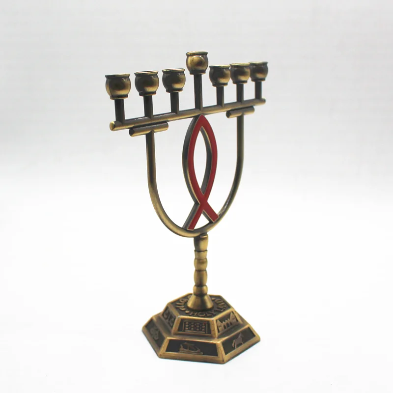 Подсвечники Menorah металлический канделябр, держатель для свечей латунь 7 веток 12 племен